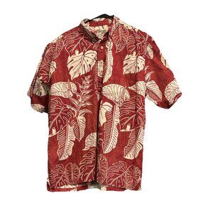 Hilo Hattie Made in Hawaii Men's XL Red & White Tropical Hawaiian Pullover Shirt